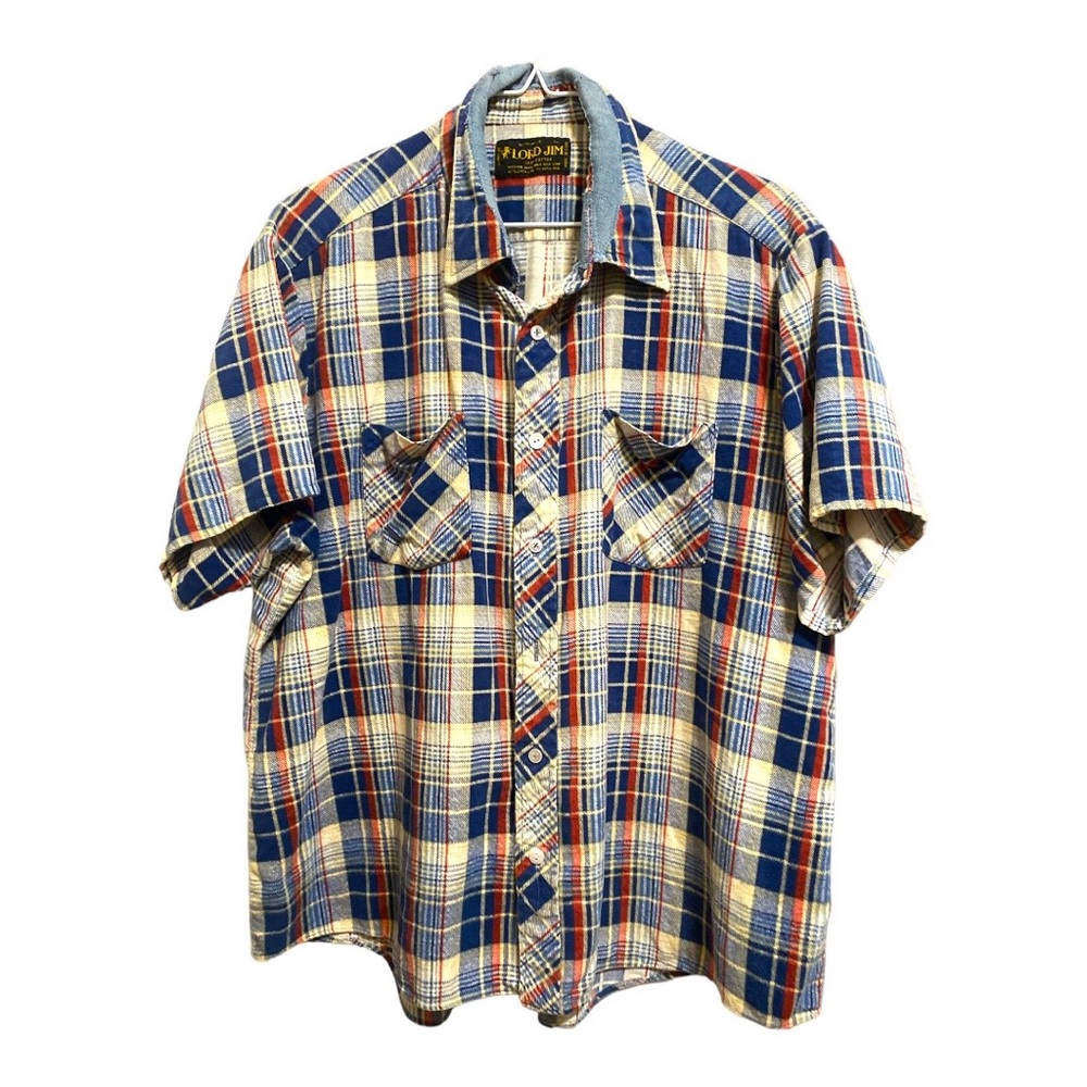Vintage 70s. button down collared lord Jim plaid shirt